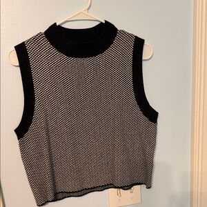 Rachel Zoe Black and White Knit Mock Neck Crop Top